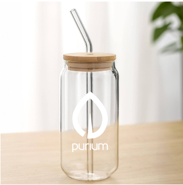Bamboo Glass Cup with Glass Straw - 20 oz