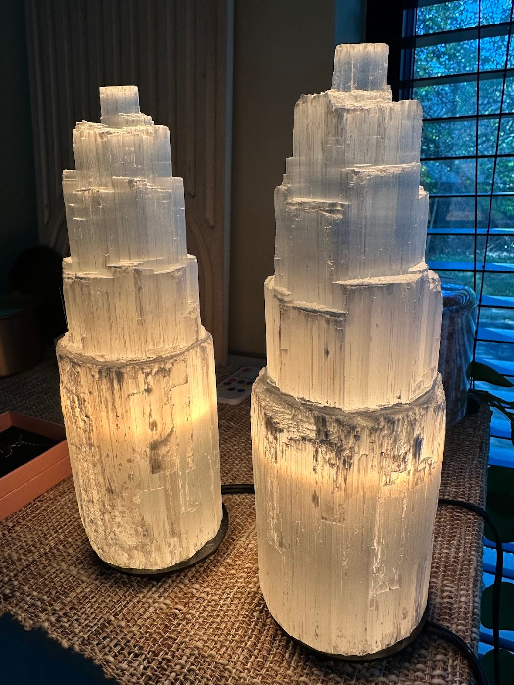 Rose Quartz and Slenite Lamp Package SAVE 30%