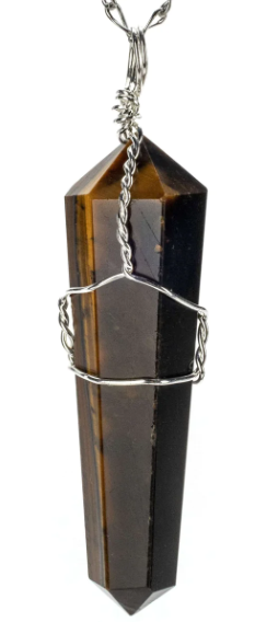 Tiger Eye Point Healing Stone Pendant Necklace