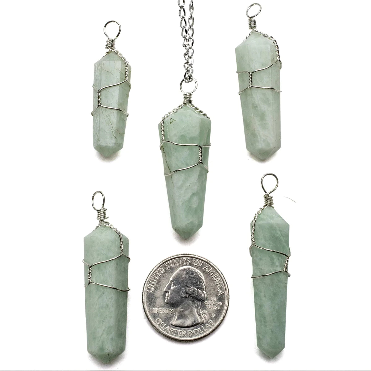 Amazonite Point Healing Stone Pendant Necklace