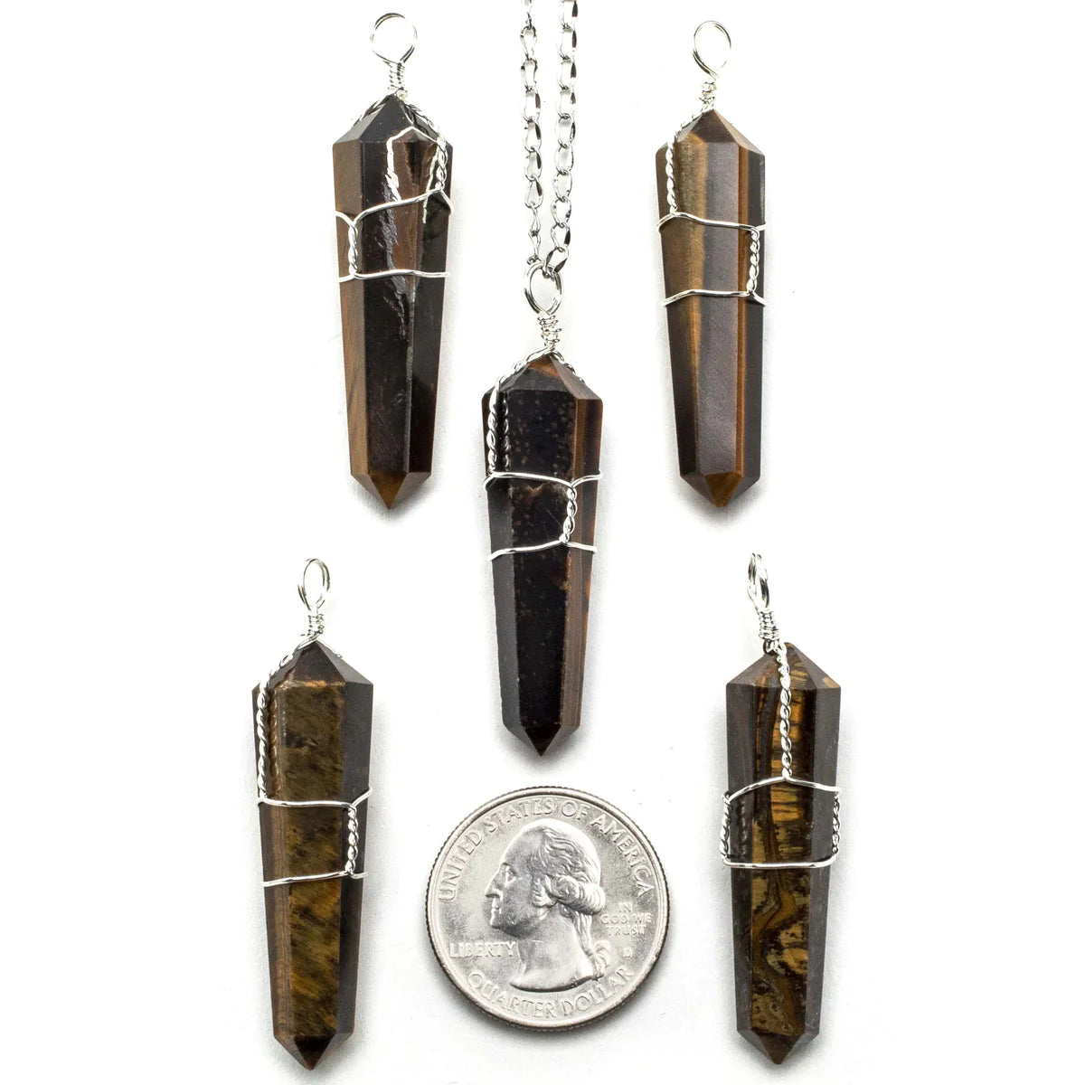 Tiger Eye Point Healing Stone Pendant Necklace
