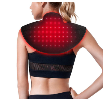 Shoulder and Back Pad with LED lights worn by a person on a white background
