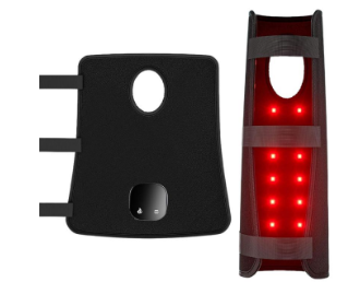 Black and red LED calf and arm wrap on a white background