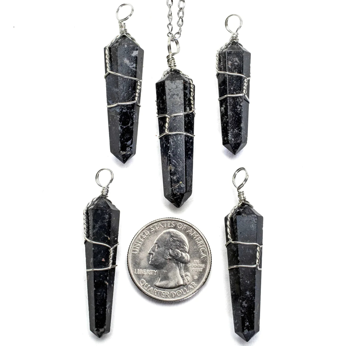 Black Tourmaline Point Healing Stone Pendant Necklace
